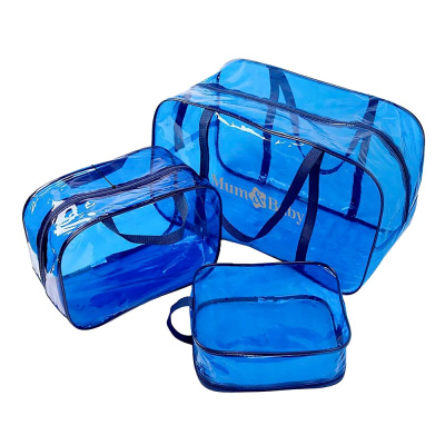 Набор сумок в роддом 3 штуки прозрачные/синие 4927640 1